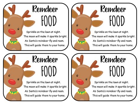 Free Printable Reindeer Food Poem